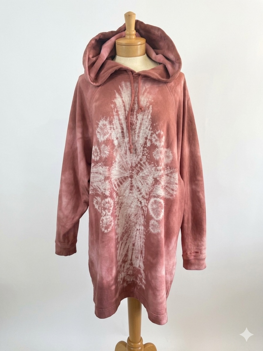 ACNE STUDIO SZ S CORAL TIE DYE SWEATSHIRT HOODIE DRESS COTTON